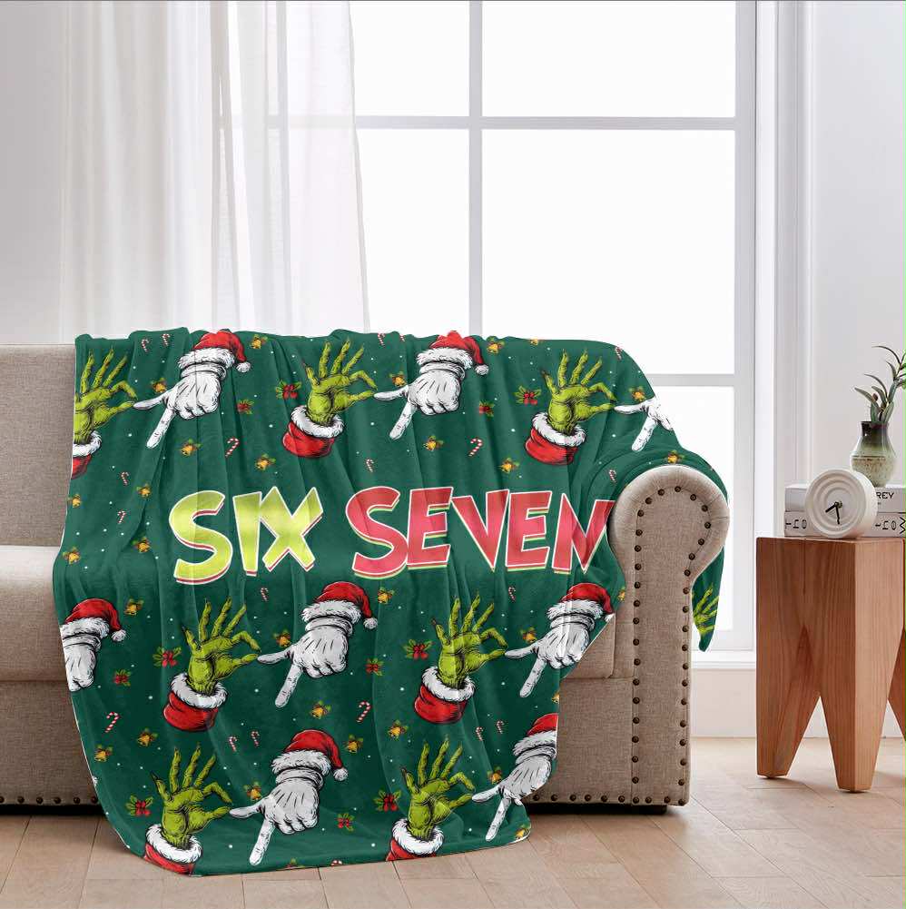 Six Seven Christmas Blanket – Funny 6 7 Meme Holiday Throw, Soft Cozy Gift for Kids & Adults