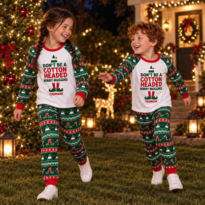Personalized Ninny Muggins Elf Christmas Pajama Set