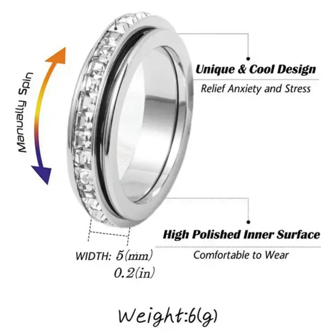 Anxiety Relief Spinning Ring – CZ Promise Ring for Calm & Comfort