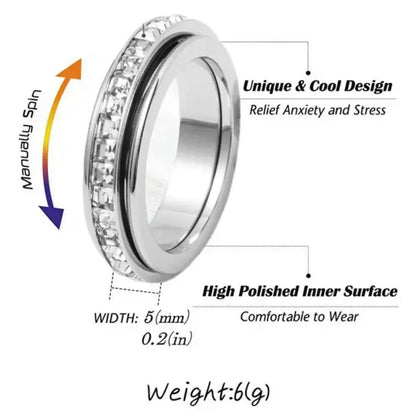 Anxiety Relief Spinning Ring – CZ Promise Ring for Calm & Comfort