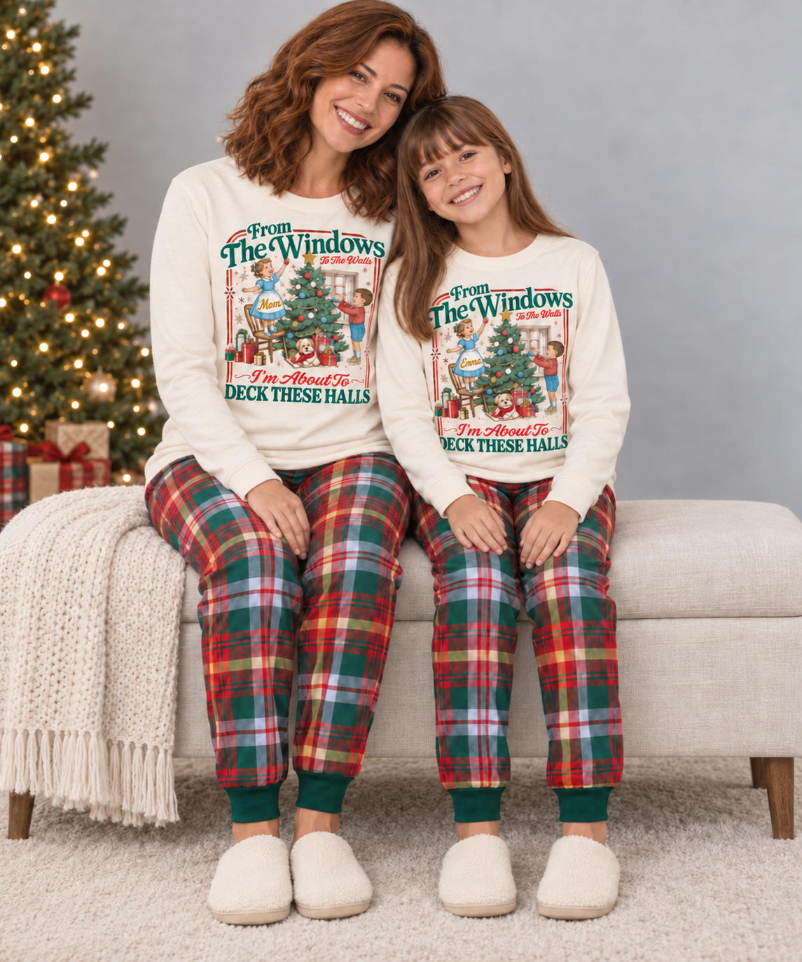 Personalized Vintage Christmas Plaid Pajama Set
