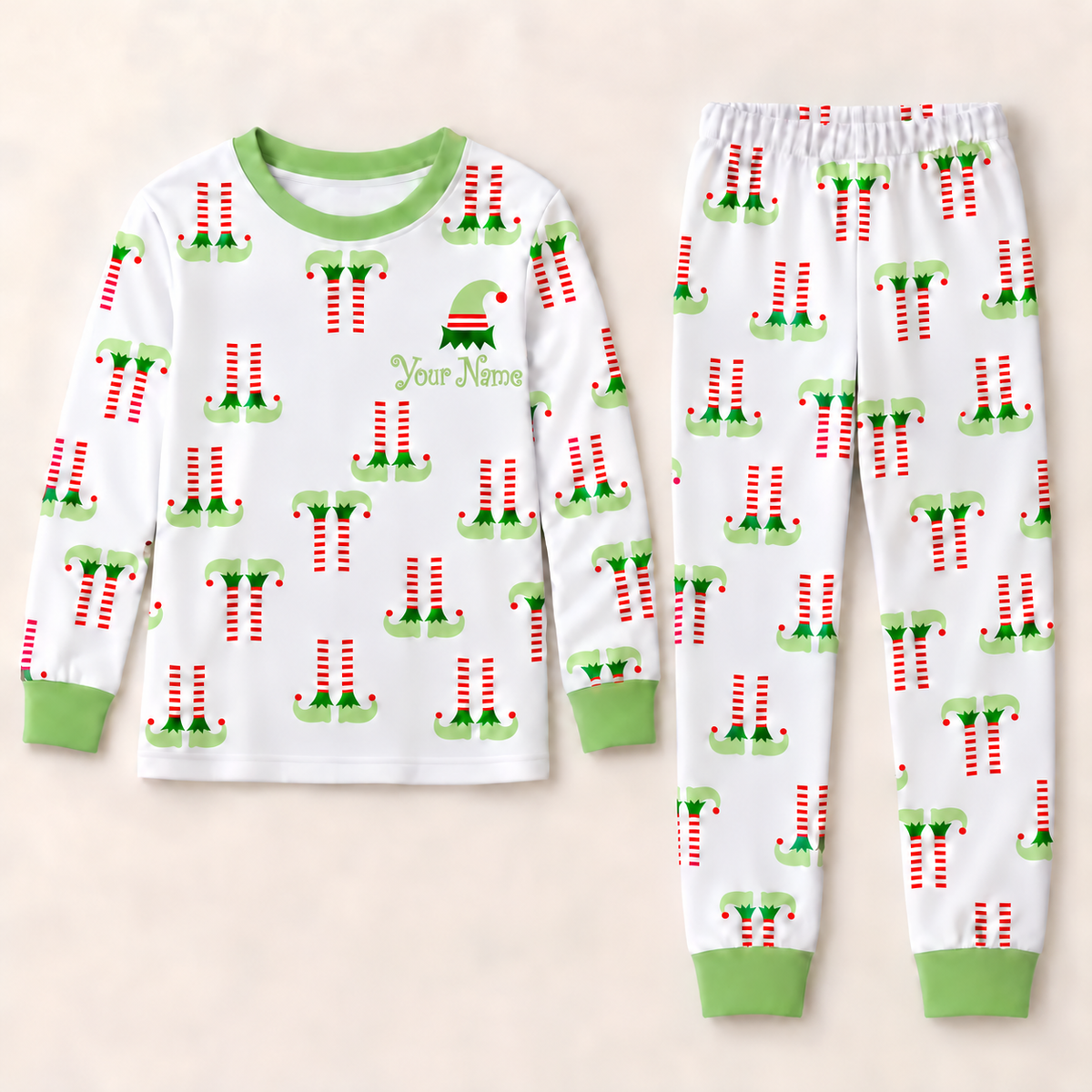 Personalized Christmas Elf Pajama Set – Lime Green