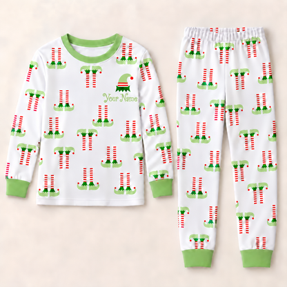 Personalized Christmas Elf Pajama Set – Lime Green