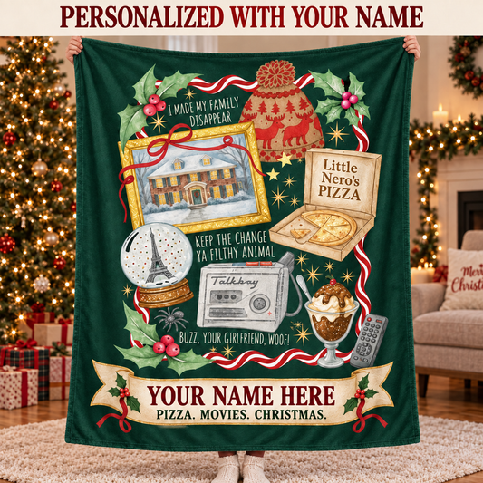Pizza. Movies. Christmas. Personalized Home Alone Blanket
