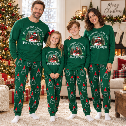 Personalized Polar Express Christmas Pajama Set – Green Santa