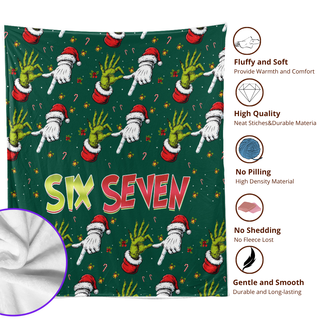 Six Seven Christmas Blanket – Funny 6 7 Meme Holiday Throw, Soft Cozy Gift for Kids & Adults