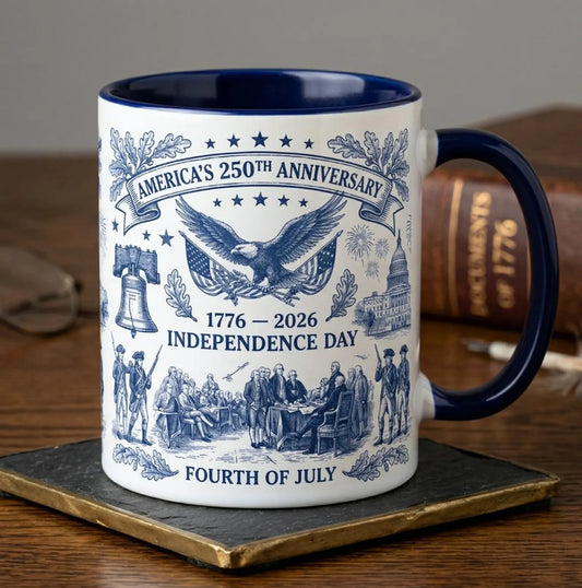 Let Freedom Ring, 1776-2026 - Personalized 250th America Liberty Bell Accent Mug - Independence Day Gift