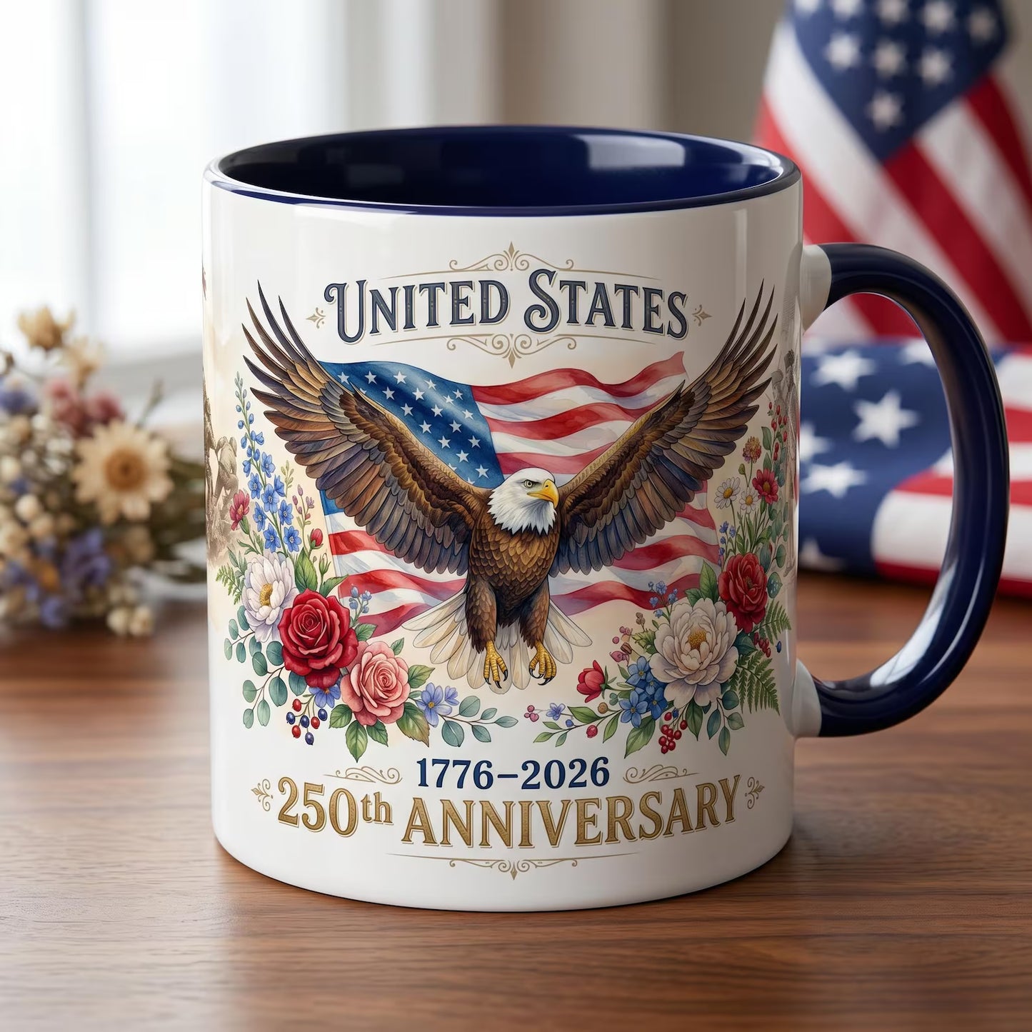 In God We Trust, 1776-2026 - Personalized 250th America Bald Eagle Mug - Father's Day Patriotic Gift
