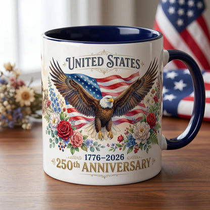 In God We Trust, 1776-2026 - Personalized 250th America Bald Eagle Mug - Father's Day Patriotic Gift