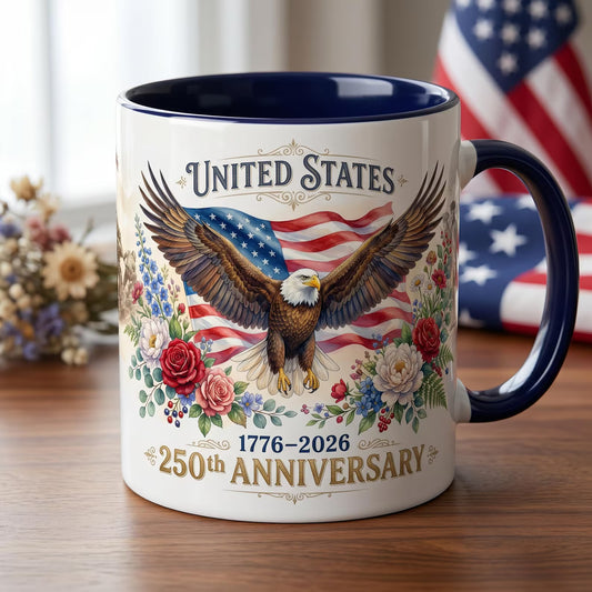 In God We Trust, 1776-2026 - Personalized 250th America Bald Eagle Mug - Father's Day Patriotic Gift
