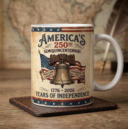 Proclaim Liberty Throughout All The Land - Personalized 250th America Liberty Bell Accent Mug - Independence Day Gift