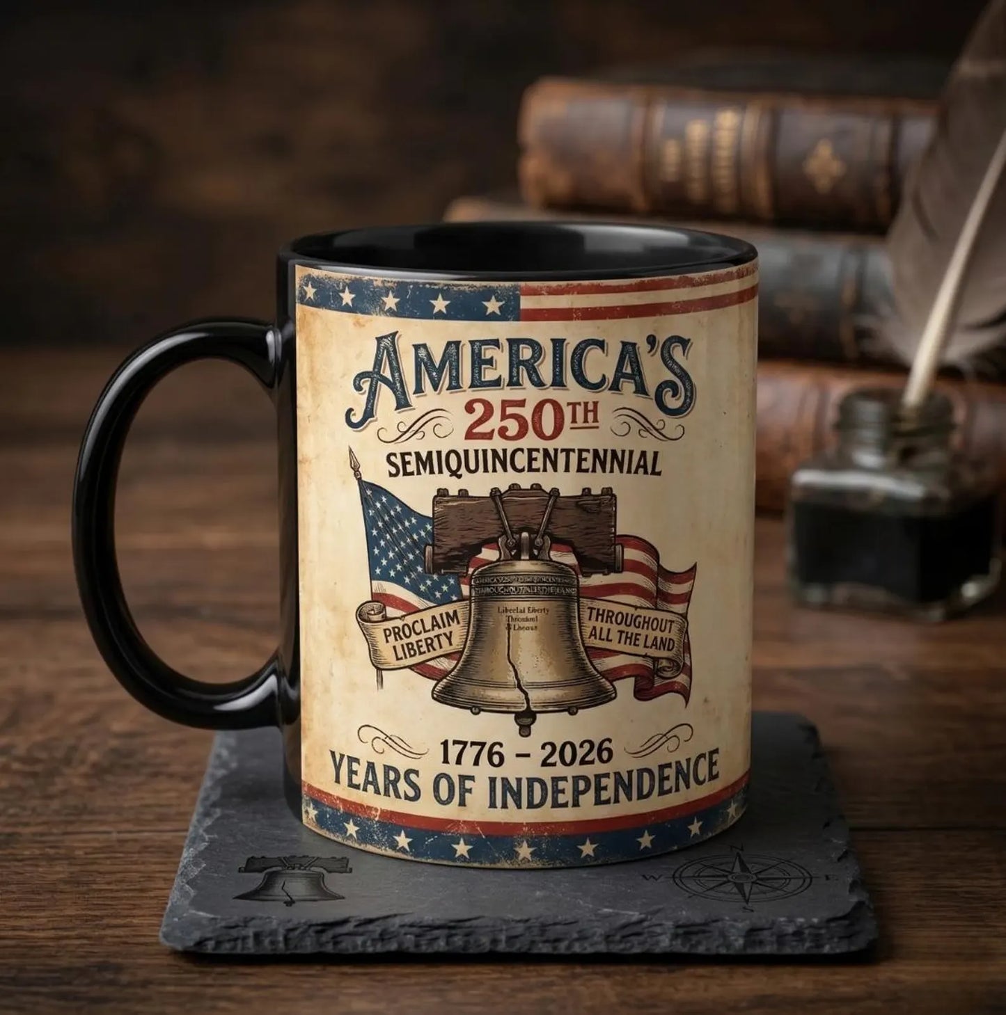 Proclaim Liberty Throughout All The Land - Personalized 250th America Liberty Bell Accent Mug - Independence Day Gift