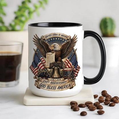God Bless America Since 1776 - Personalized 250th Anniversary Eagle & Liberty Bell Mug - Veteran Gift