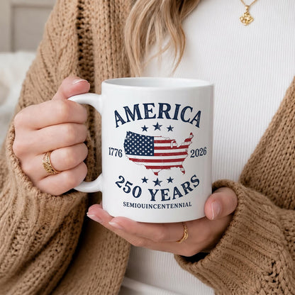 Land Of The Free, Home Of The Brave - Personalized 250th America Commemorative Mug - Independence Day Veteran Gift