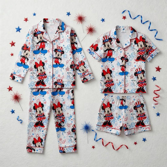 Patriotic Magical Friends Family Pajama Set – 1776-2026 America’s 250th Anniversary Commemorative Satin Sleepwear