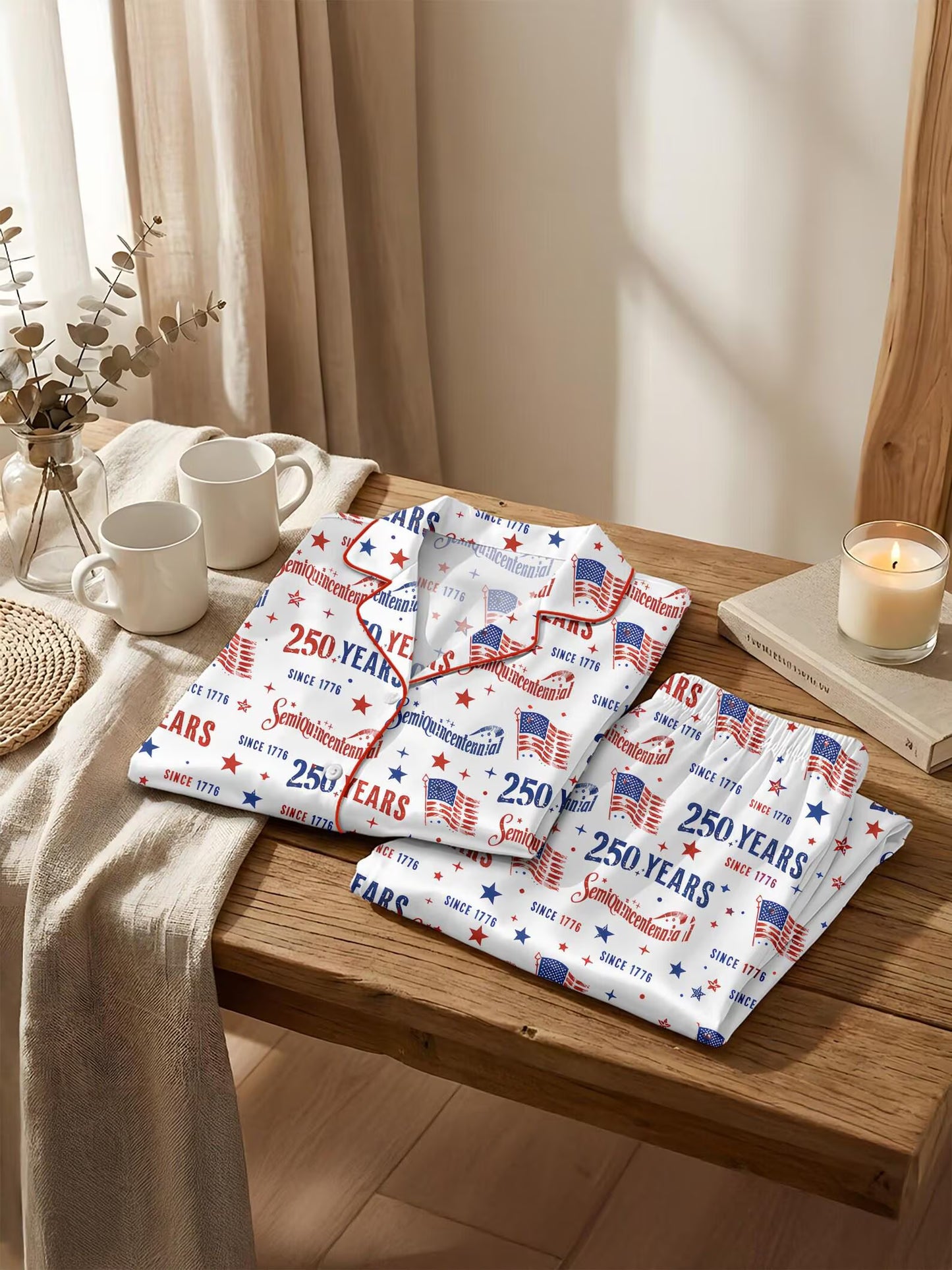 USA Semiquincentennial Pajama Set – 250th Anniversary 1776-2026 Family Celebration Sleepwear