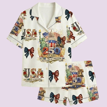 USA 250th Anniversary Patriotic Pajama Set – 1776-2026 America Heritage Sleepwear Edition