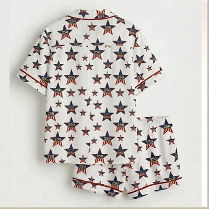 USA 250th Anniversary Patriotic Stars Pajama Set – 1776-2026 Women's Luxury Lounge Edition
