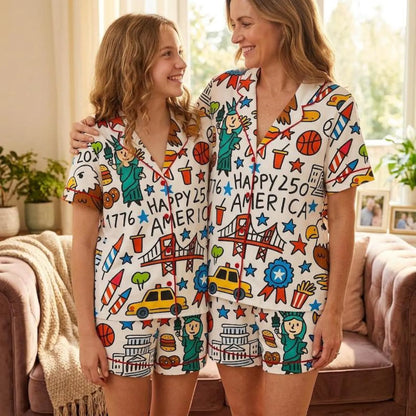 USA 250th Anniversary Women’s Patriotic Pajama Set – 4th of July 1776-2026 Sleepwear Edition