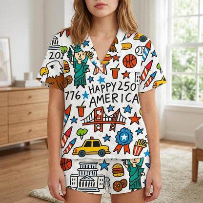 USA 250th Anniversary Women’s Patriotic Pajama Set – 4th of July 1776-2026 Sleepwear Edition