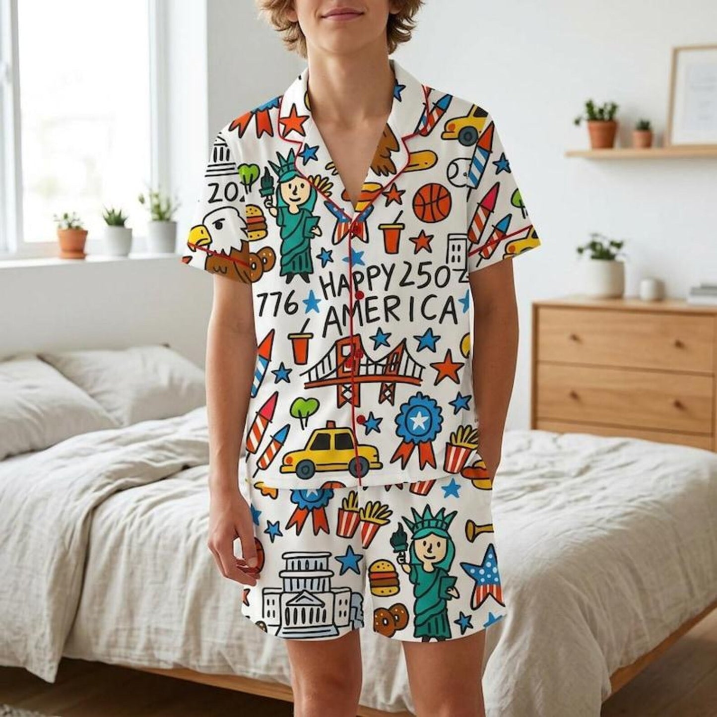 USA 250th Anniversary Women’s Patriotic Pajama Set – 4th of July 1776-2026 Sleepwear Edition