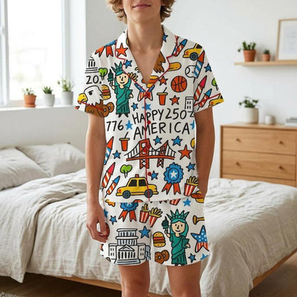 USA 250th Anniversary Women’s Patriotic Pajama Set – 4th of July 1776-2026 Sleepwear Edition
