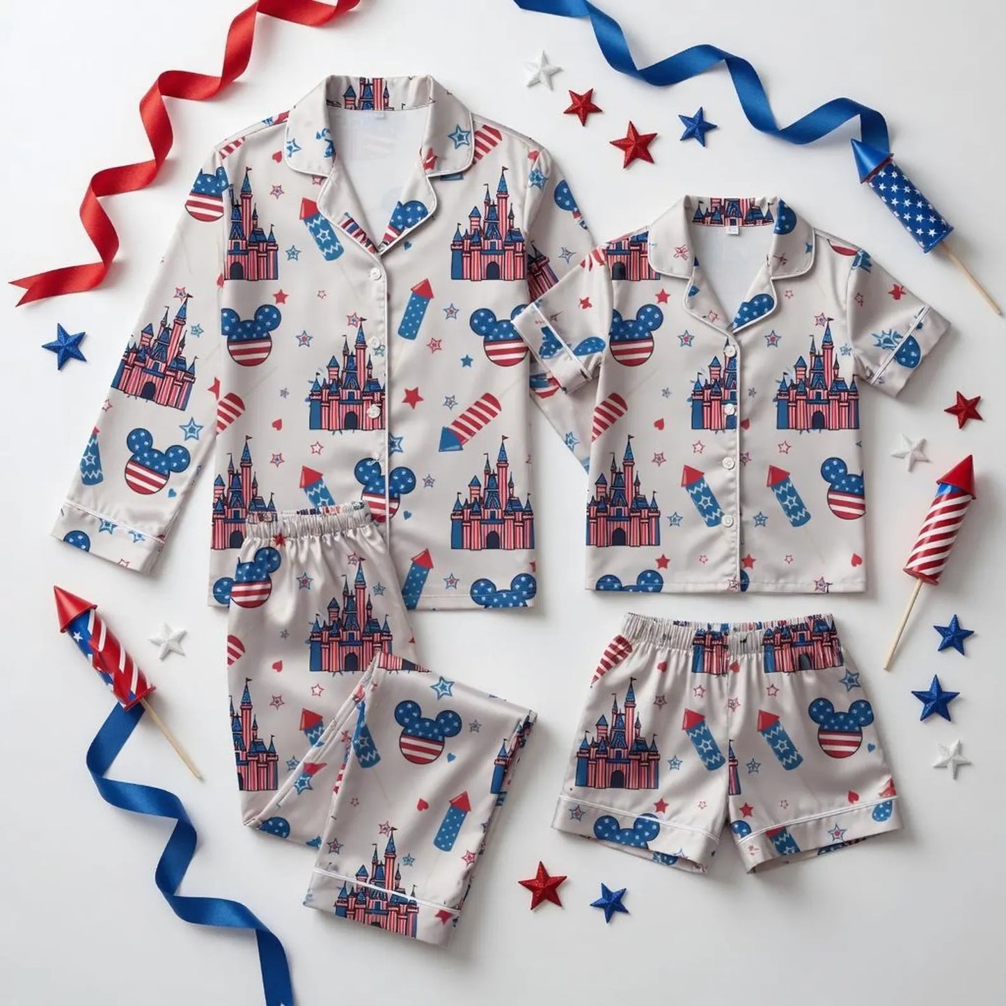 Patriotic Magical Ears Family Pajama Set – 1776-2026 America’s 250th Anniversary Commemorative Satin Sleepwear