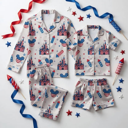 Patriotic Magical Ears Family Pajama Set – 1776-2026 America’s 250th Anniversary Commemorative Satin Sleepwear