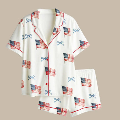 USA Flag 250th Anniversary Pajama Set – Women’s Patriotic 1776-2026 Luxury Lounge Set