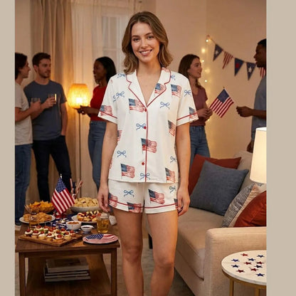 USA Flag 250th Anniversary Pajama Set – Women’s Patriotic 1776-2026 Luxury Lounge Set