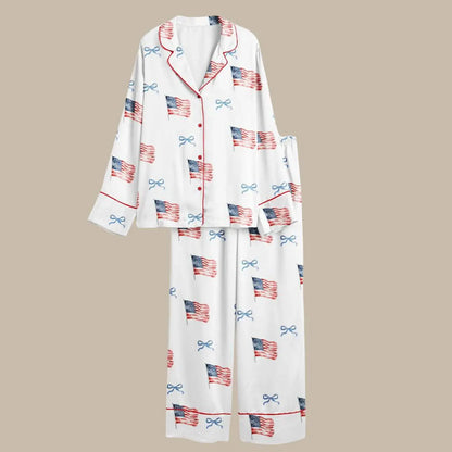 USA Flag 250th Anniversary Pajama Set – Women’s Patriotic 1776-2026 Luxury Lounge Set