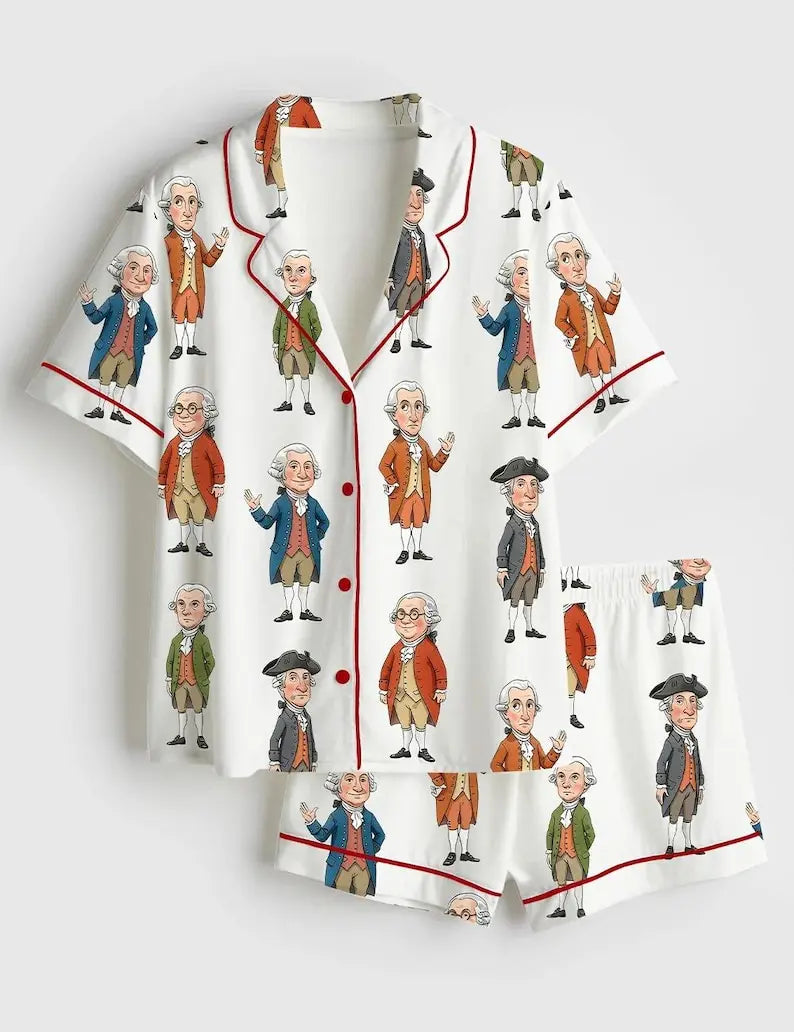 Founding Father USA 250th Anniversary Pajama Set – 1776-2026 Patriotic Silky Satin Family Sleepwear