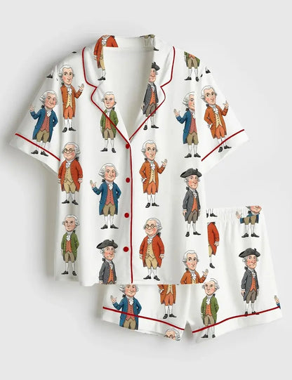 Founding Father USA 250th Anniversary Pajama Set – 1776-2026 Patriotic Silky Satin Family Sleepwear