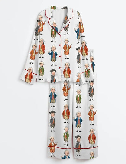 Founding Father USA 250th Anniversary Pajama Set – 1776-2026 Patriotic Silky Satin Family Sleepwear