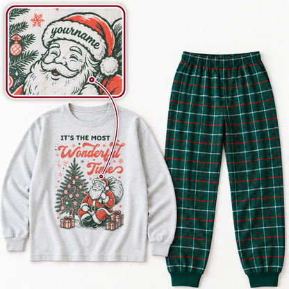 Personalized Vintage Santa Christmas Pajama Set