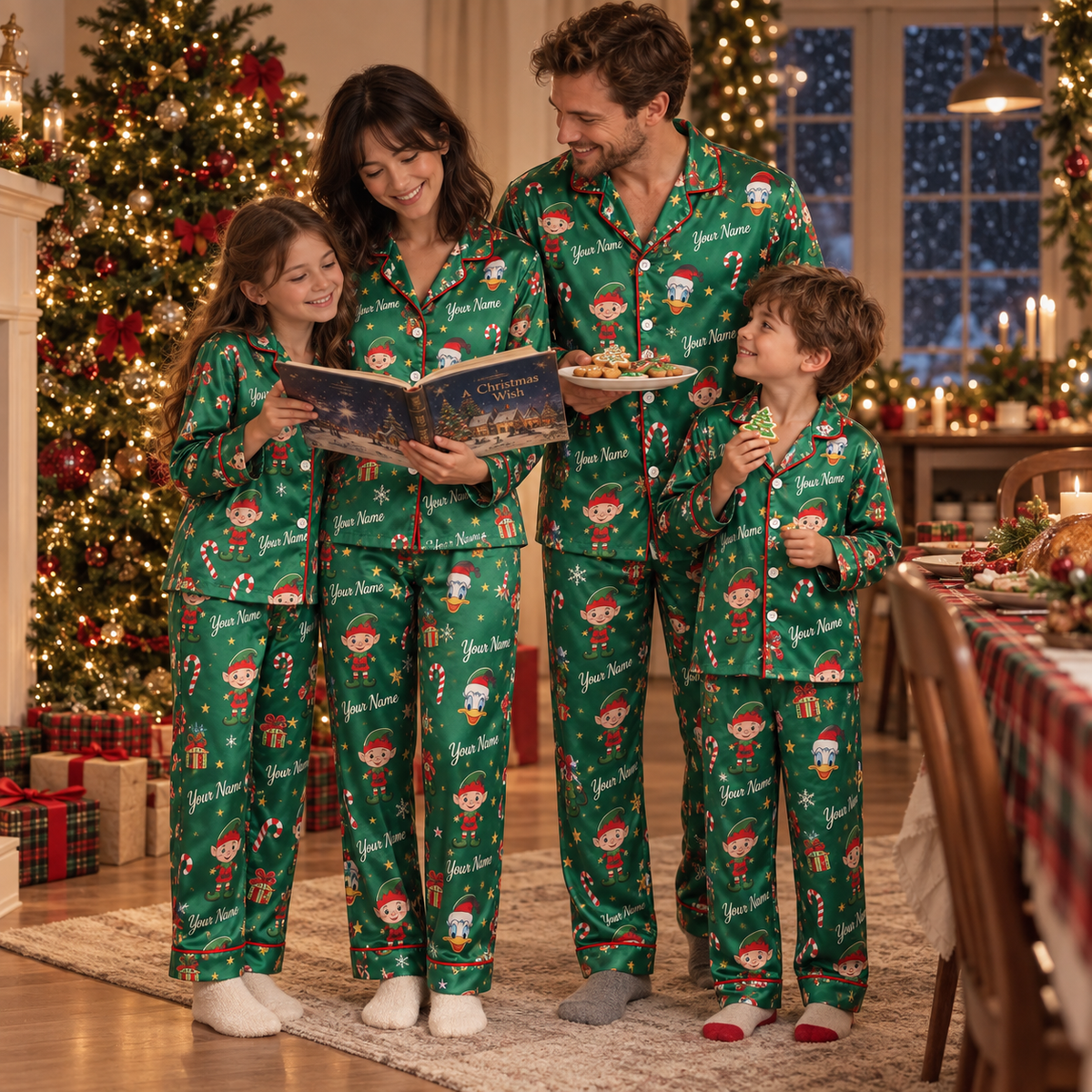 Personalized Elf & Candy Cane Family Christmas Pajamas