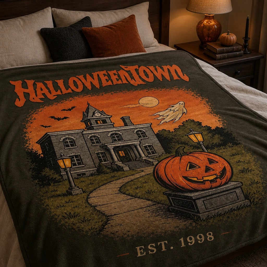 Vintage Halloween Town Blanket