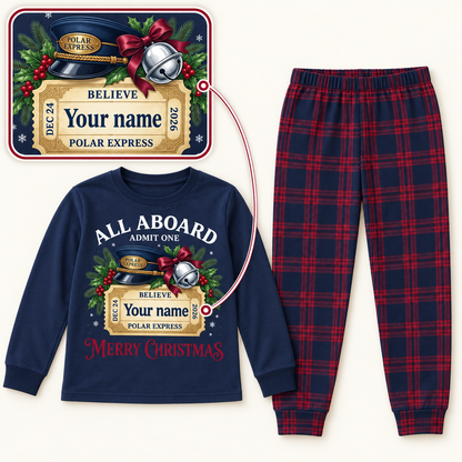 Personalized Polar Express Christmas Pajama Set – True Navy