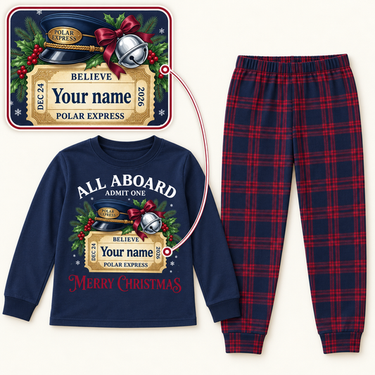 Personalized Polar Express Christmas Pajama Set – True Navy
