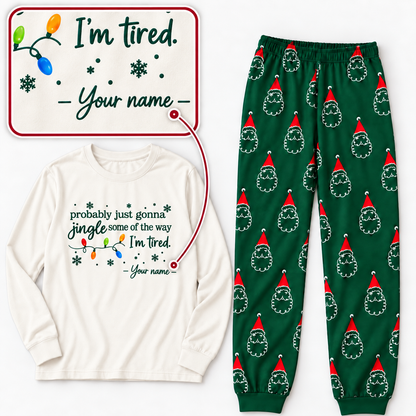 Personalized Jingle Some of the Way Christmas Pajama Set – Green Santa