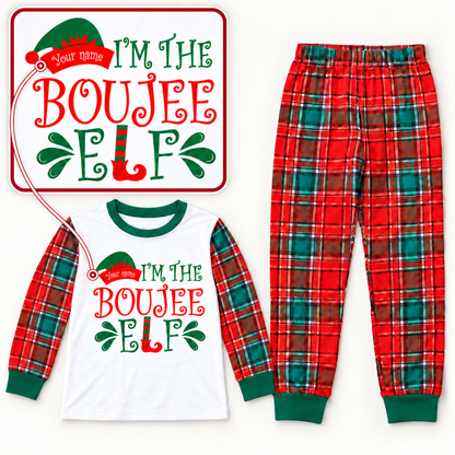 Personalized “Boujee Elf” Christmas Pajama Set