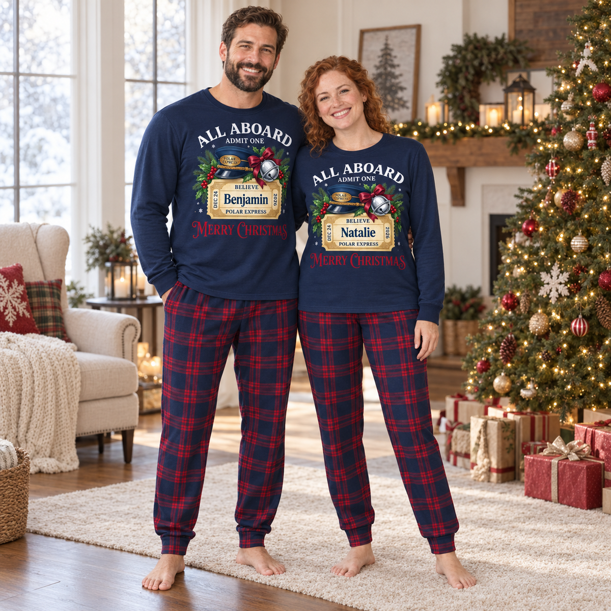 Personalized Polar Express Christmas Pajama Set – True Navy