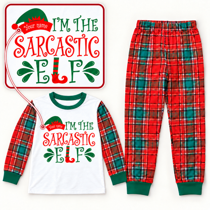 Personalized “Sarcastic Elf” Christmas Pajama Set