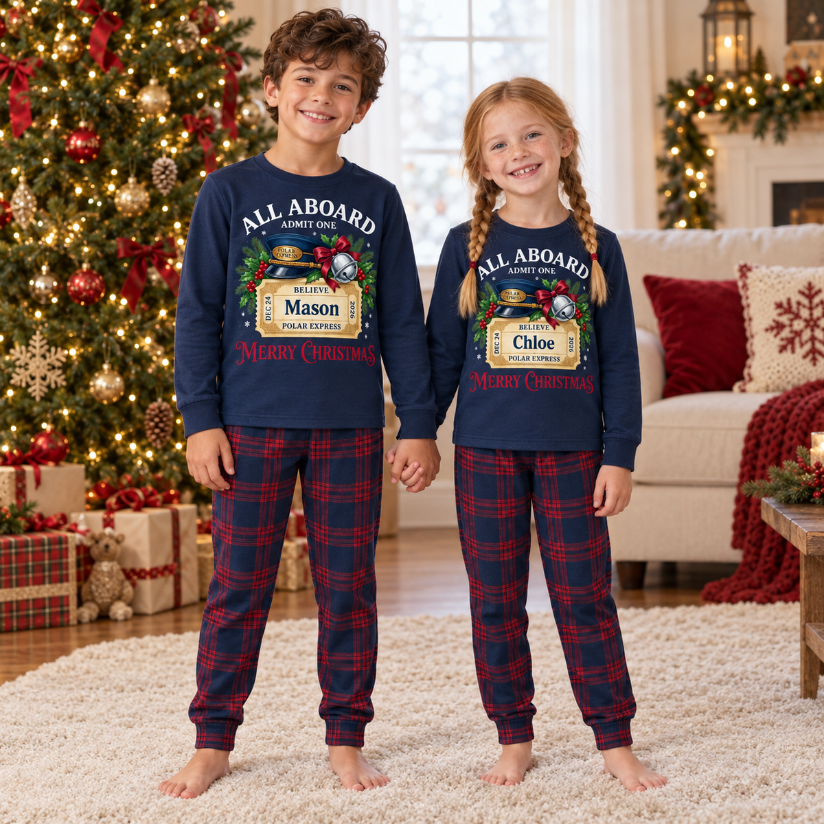 Personalized Polar Express Christmas Pajama Set – True Navy