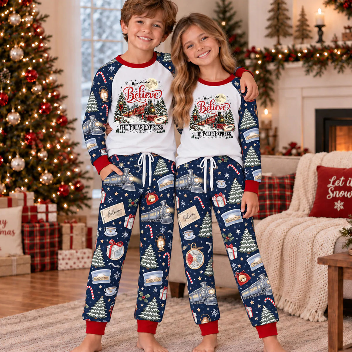 Personalized Christmas Train Family Pajamas