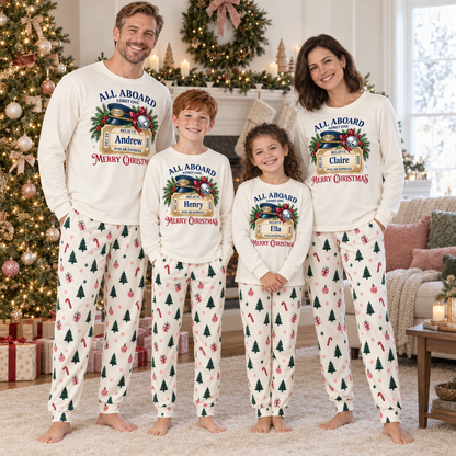 Personalized Polar Express Christmas Pajama Set – Ivory Holiday Print
