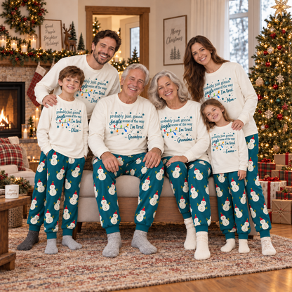 Personalized Jingle Some of the Way Christmas Pajama Set – Teal Snowman