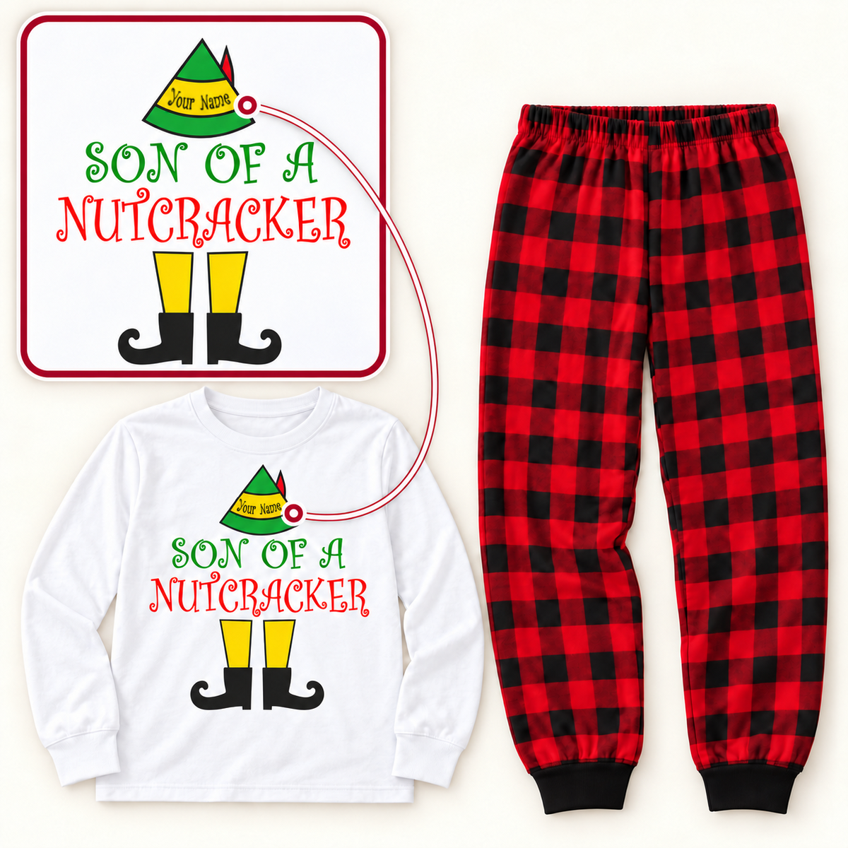 Personalized “Son of a Nutcracker” Christmas Pajama Set – White