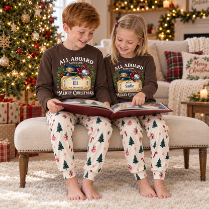 Personalized Polar Express Christmas Pajama Set – Chocolate Brown