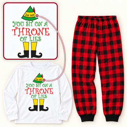Personalized “Throne of Lies” Christmas Pajama Set – White